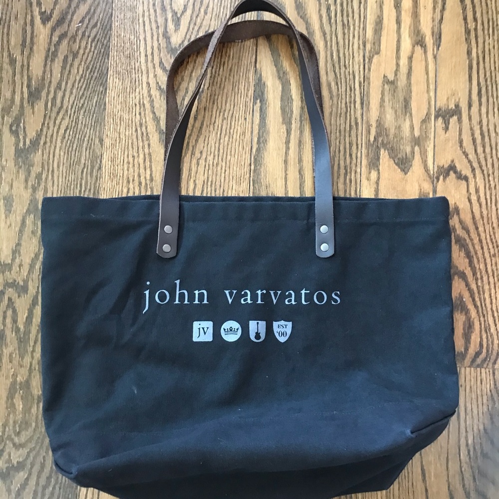John Varvatos unisex canvas tote black bag